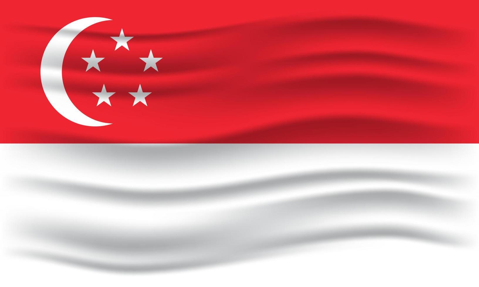 ilustración de ondear la bandera de singapur. ilustración vectorial vector