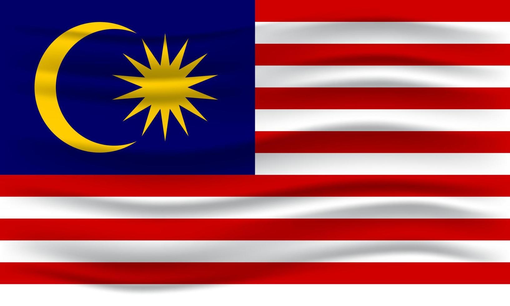 Illustration of waving Malaysia flag. Vector Illustration.