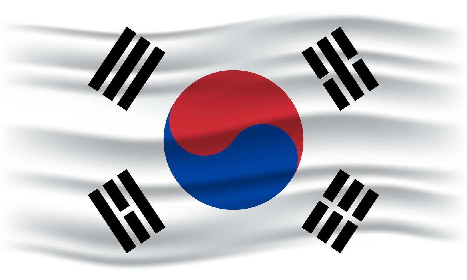 Illustration of waving South Korea flag. Vector Illustration.