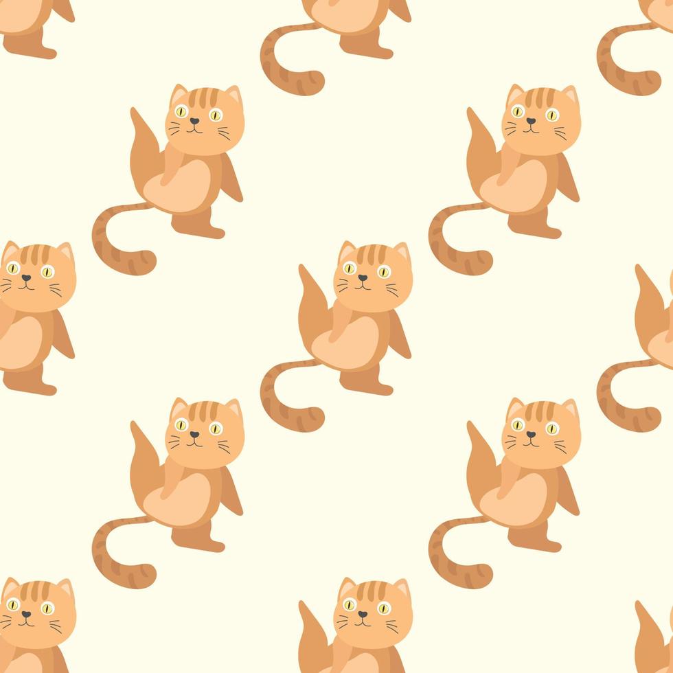 Seamless cute kitty cat cartoon pattern vector