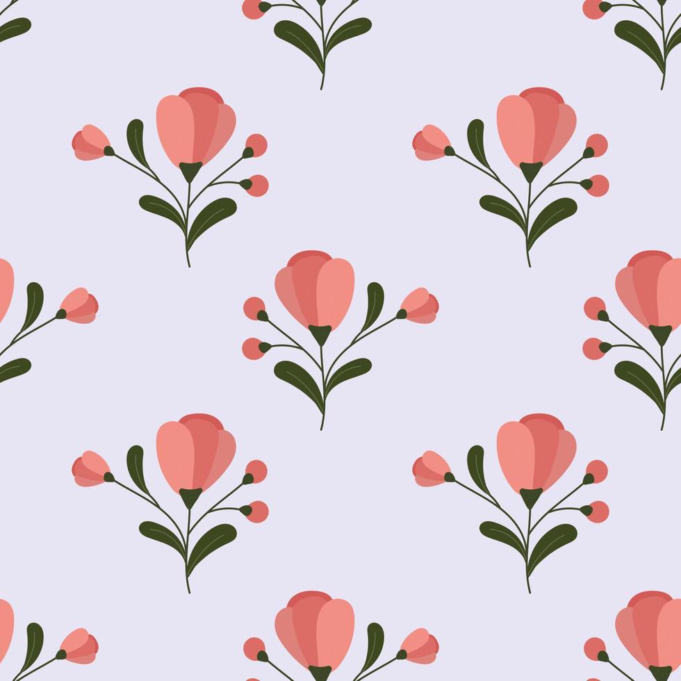 Seamless flat flower cartoon pattern vector