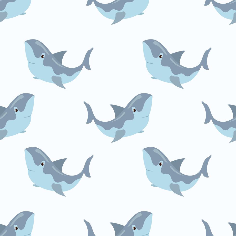 Seamless adorable shark cartoon pattern vector