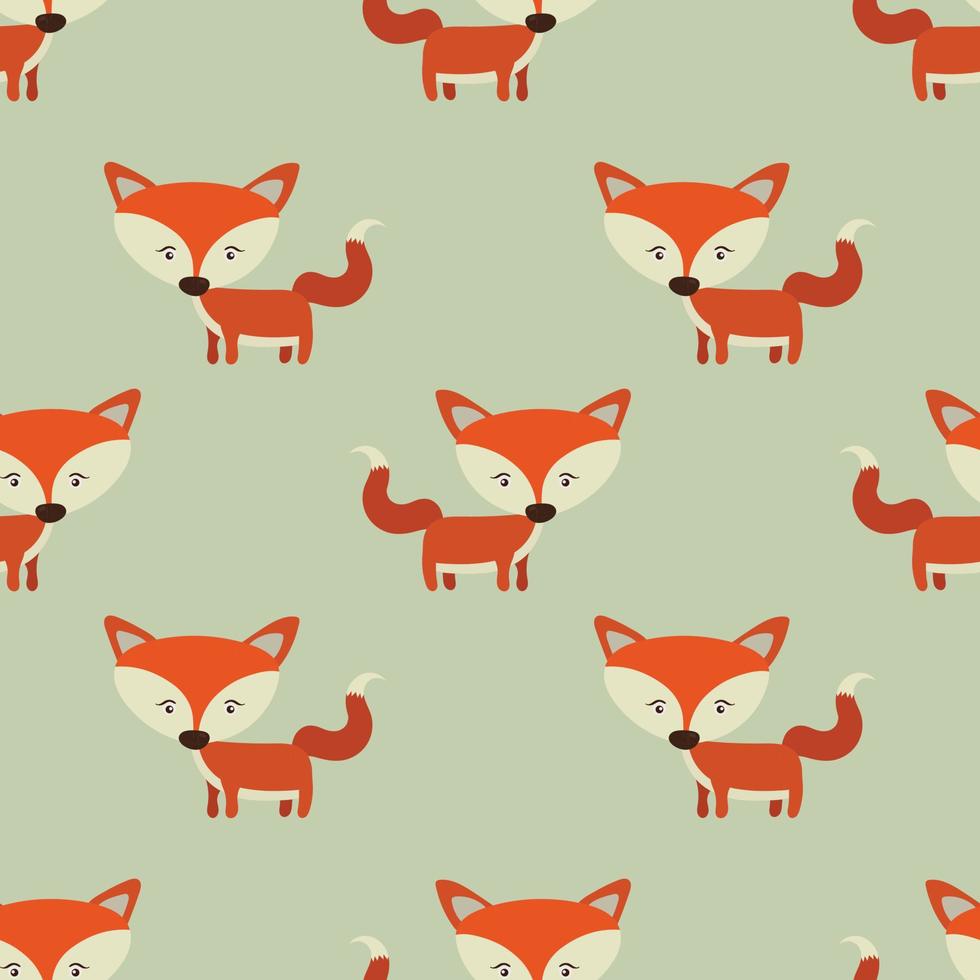 Seamless adorable fox cartoon pattern vector