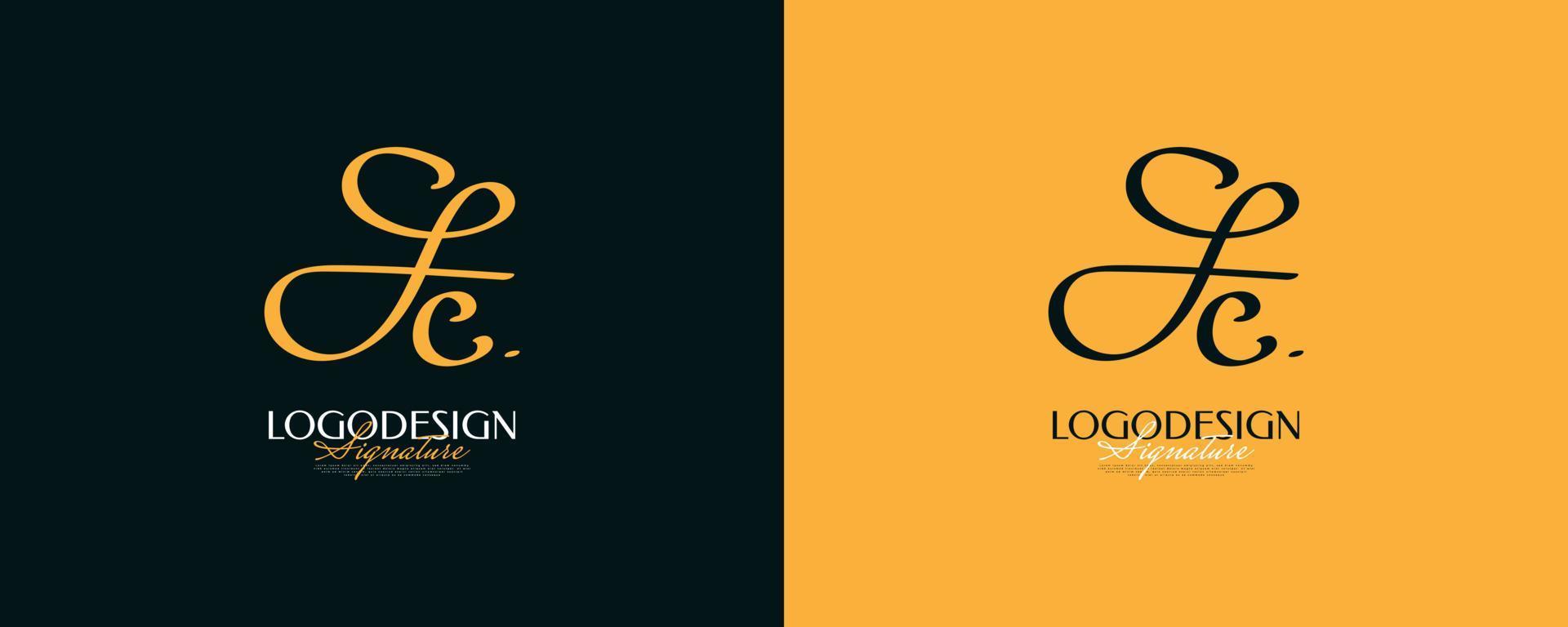 Initial F and C Logo Design with Elegant and Minimalist Handwriting Style. FC Signature Logo or Symbol for Wedding, Fashion, Jewelry, Boutique, and Business Identity vector
