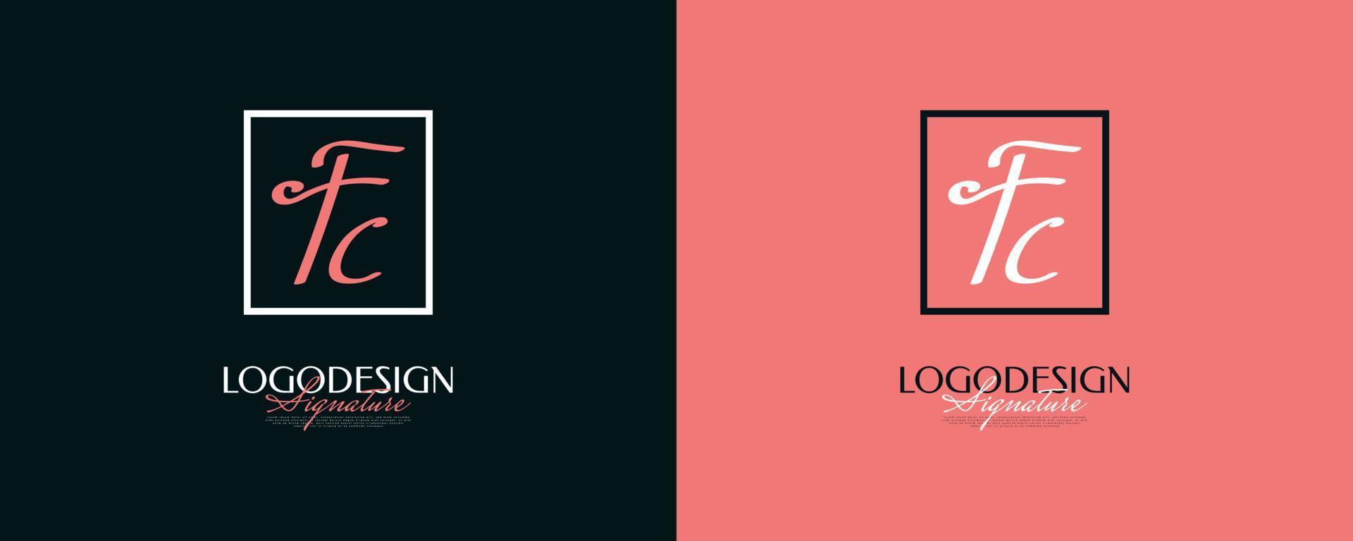 diseño inicial del logotipo f y c con un estilo de escritura elegante y minimalista. logotipo o símbolo de la firma fc para bodas, moda, joyería, boutique e identidad comercial vector