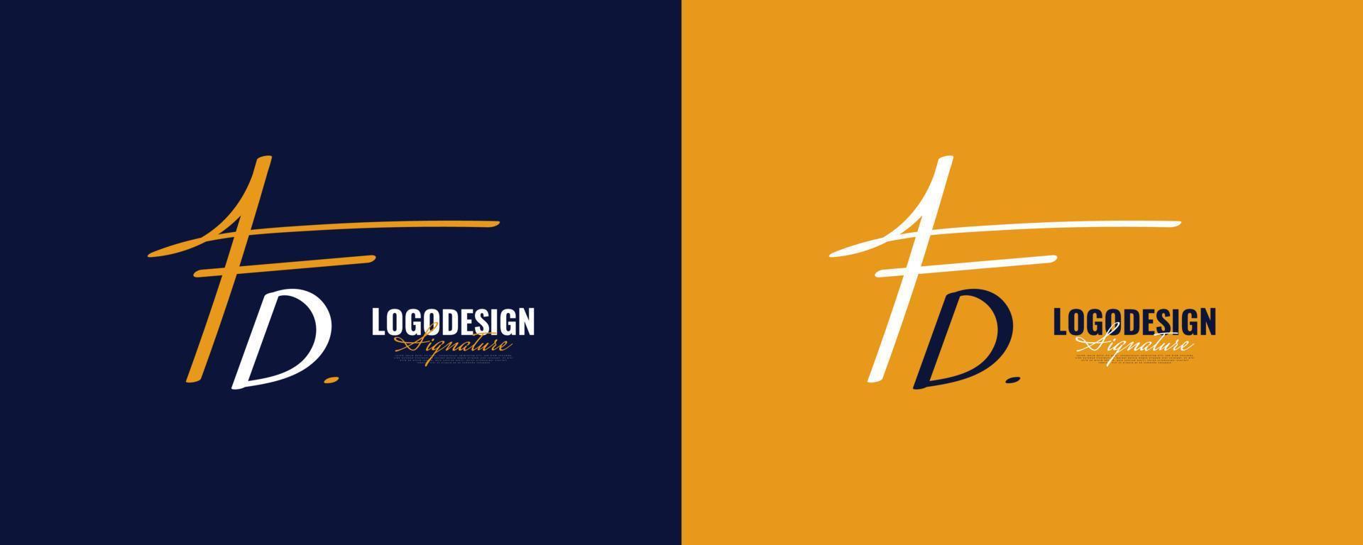 Initial F and D Logo Design with Elegant and Minimalist Handwriting Style. FD Signature Logo or Symbol for Wedding, Fashion, Jewelry, Boutique, and Business Identity vector