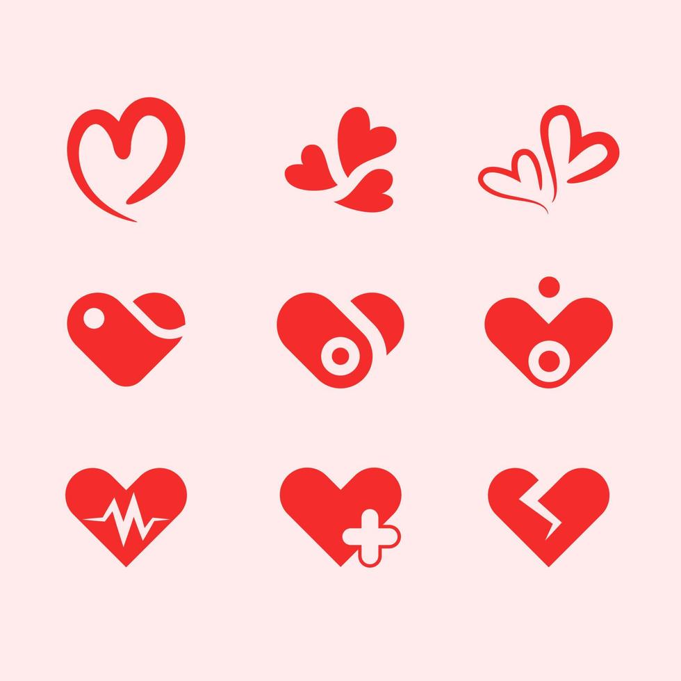 Pixelated Heart Icon Collection vector