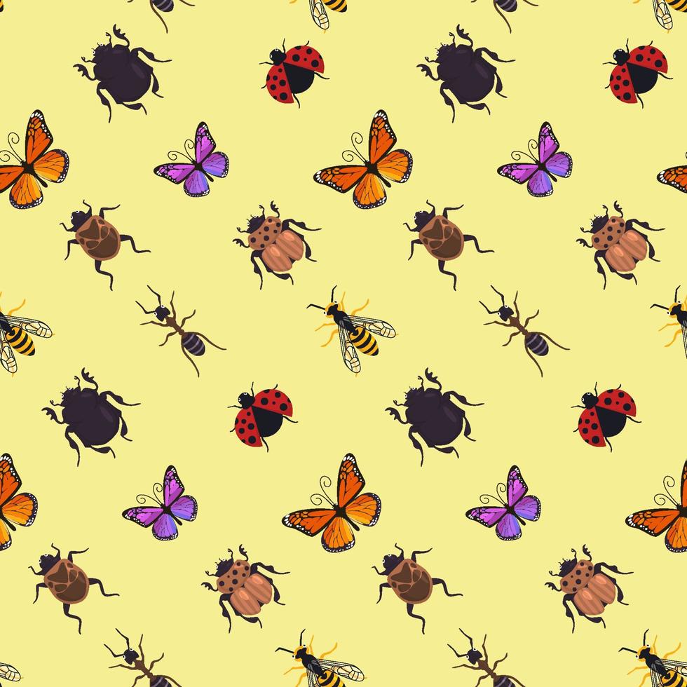 patrón de insectos de primavera sin costuras vector