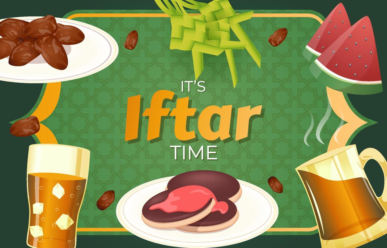 fondo de alimentos iftar enmarcado vector