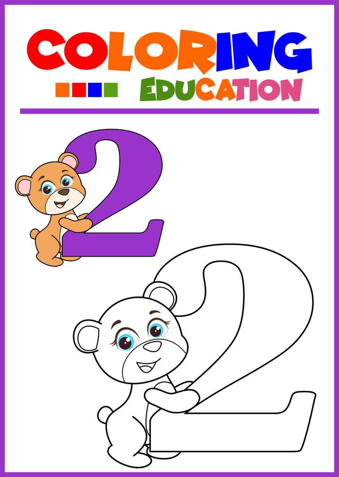 coloring number two for children's learning vector