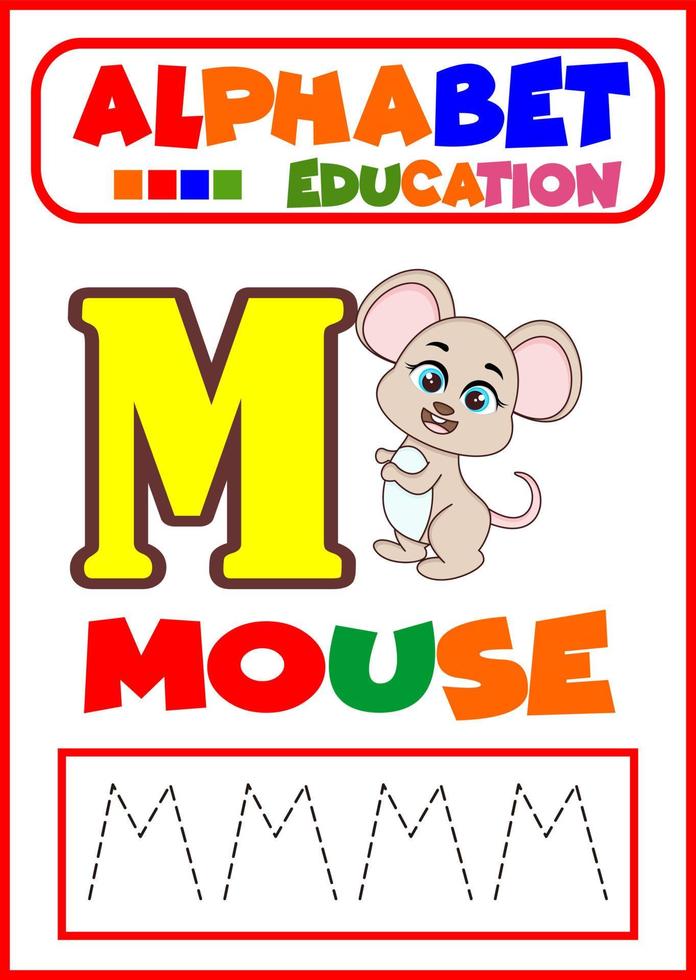 coloring the letter m for the child to learn vector