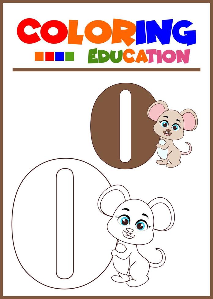 coloring number zero for children's learning vector