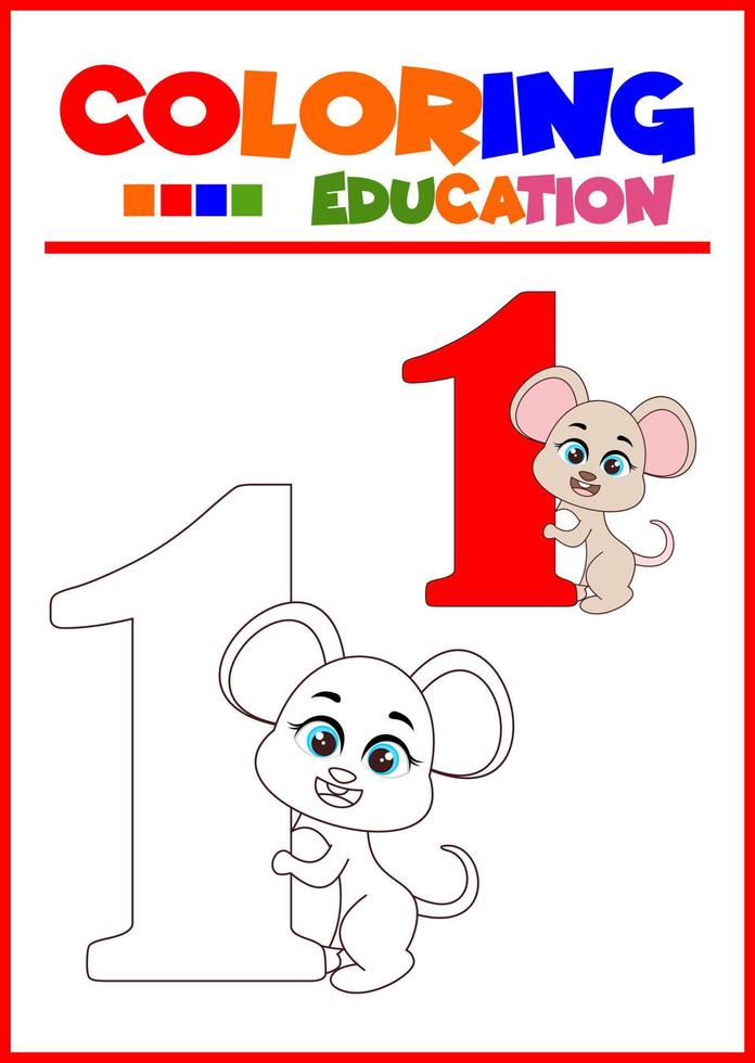 coloring number one for children's learning vector