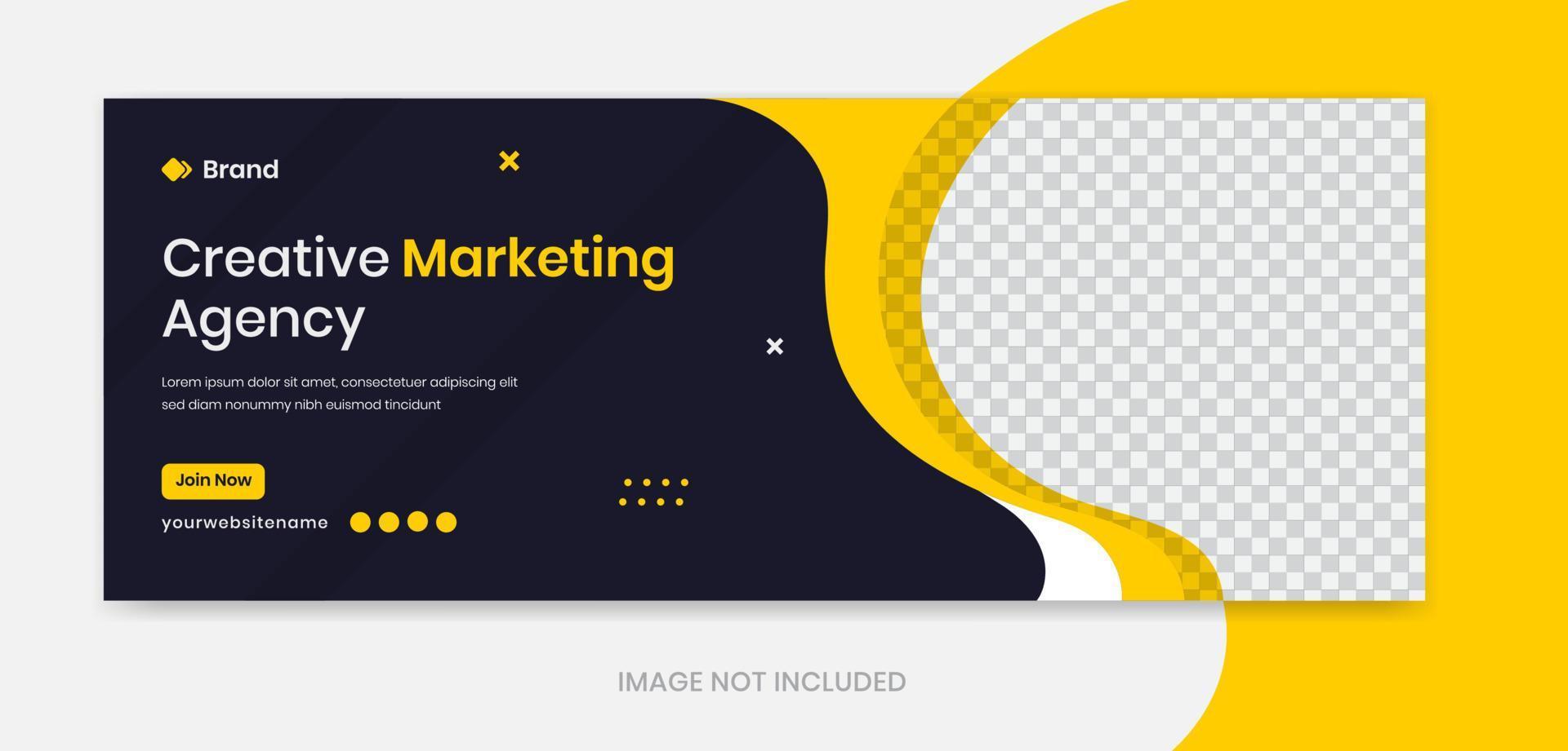 Yellow corporate banner design template, organic shapes vector