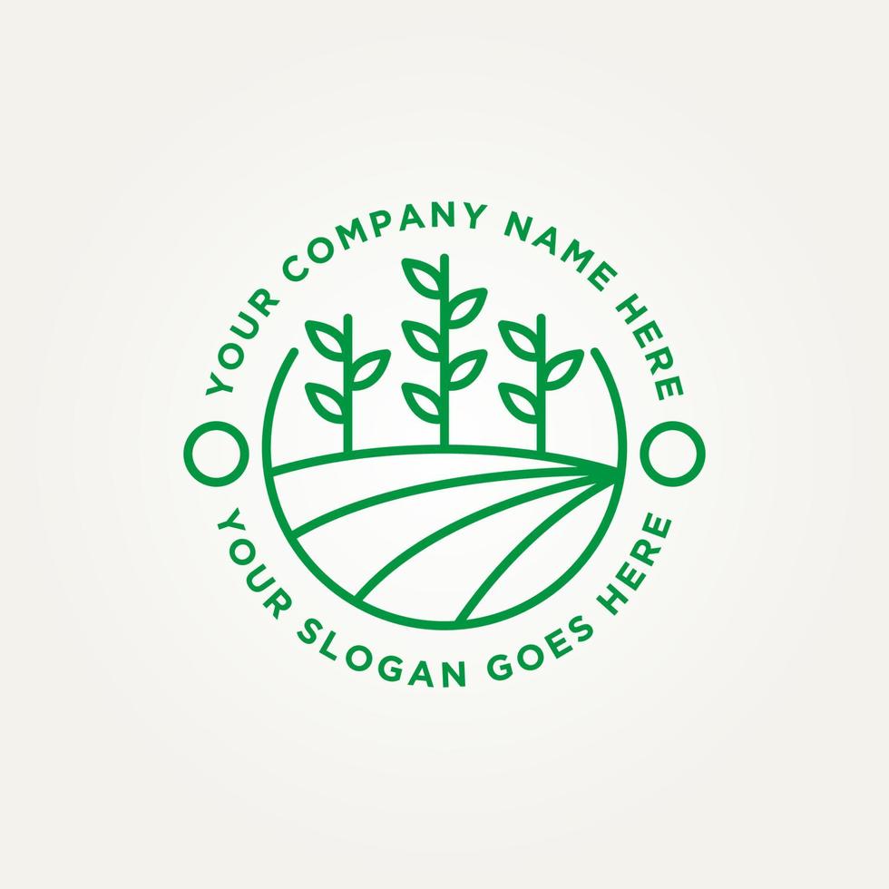 farm field minimalist line art badge logo design vector