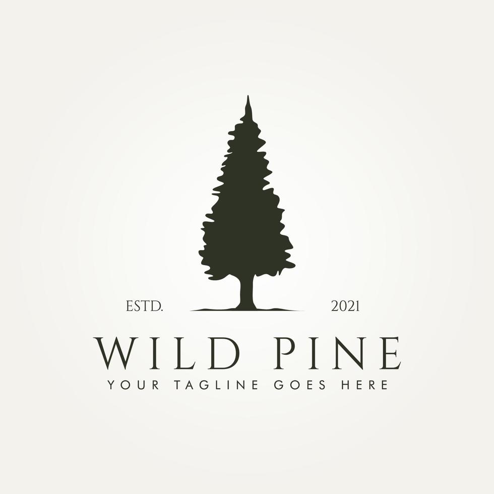 wild pine landscape vintage silhouette logo design vector
