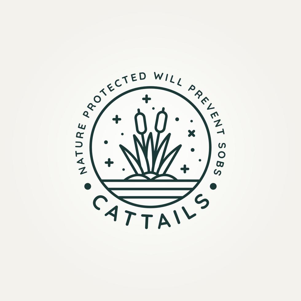 cattails above the water minimalist line art logo vector