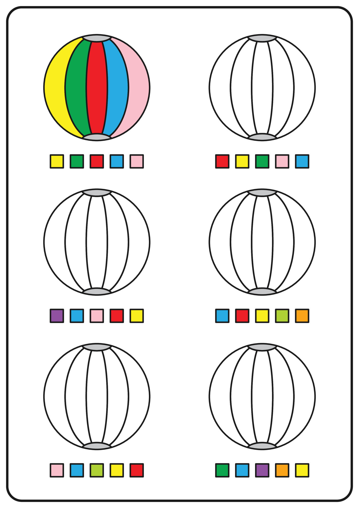 coloring pages educational games for children preschool activities printable worksheets simple cartoon vector illustration of colorful objects to learn colors coloring beach balls 6187420 vector art at vecteezy