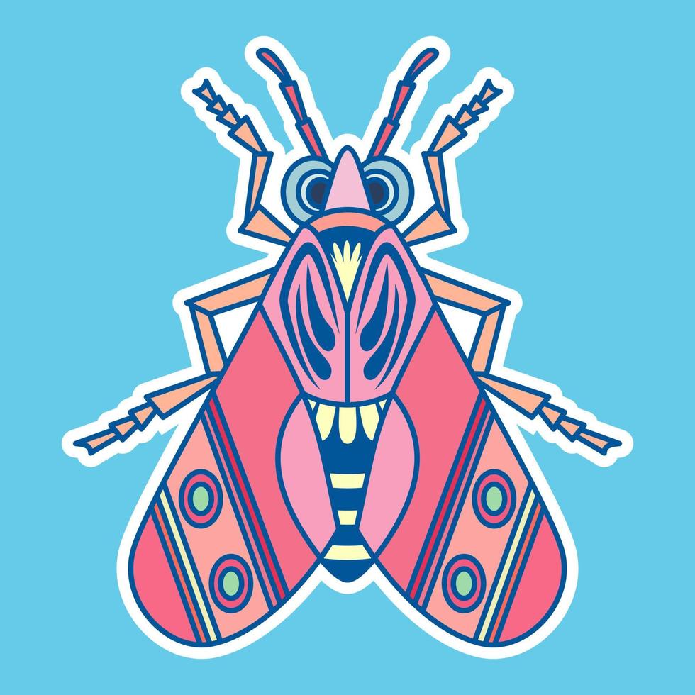 Illustration character of cute Insect colorful art, Vector pattern on blue background