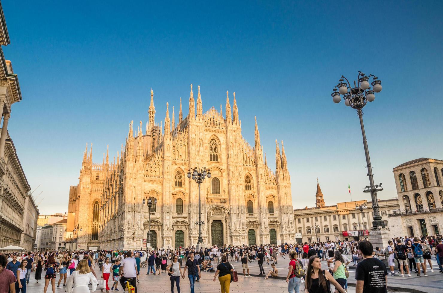 Milan, Italy, September 9, 2018 Duomo di Milano cathedral on Piazza del Duomo square, Milan, Italy photo
