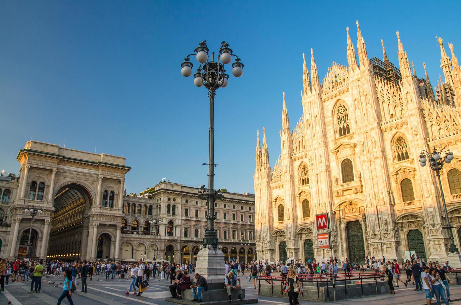 Milan, Italy, September 9, 2018 Duomo di Milano cathedral on Piazza del Duomo square, Milan, Italy photo