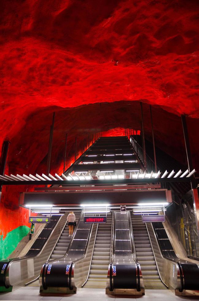 Sweden, Stockholm, May 30, 2018 Stockholm underground metro tunnelbana station in Sweden photo