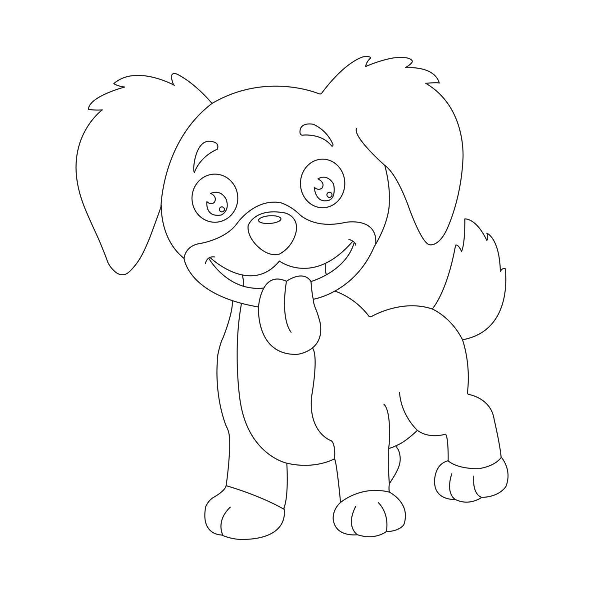cute puppy dog outline coloring page for kids animal coloring page 6187653 vector art at vecteezy