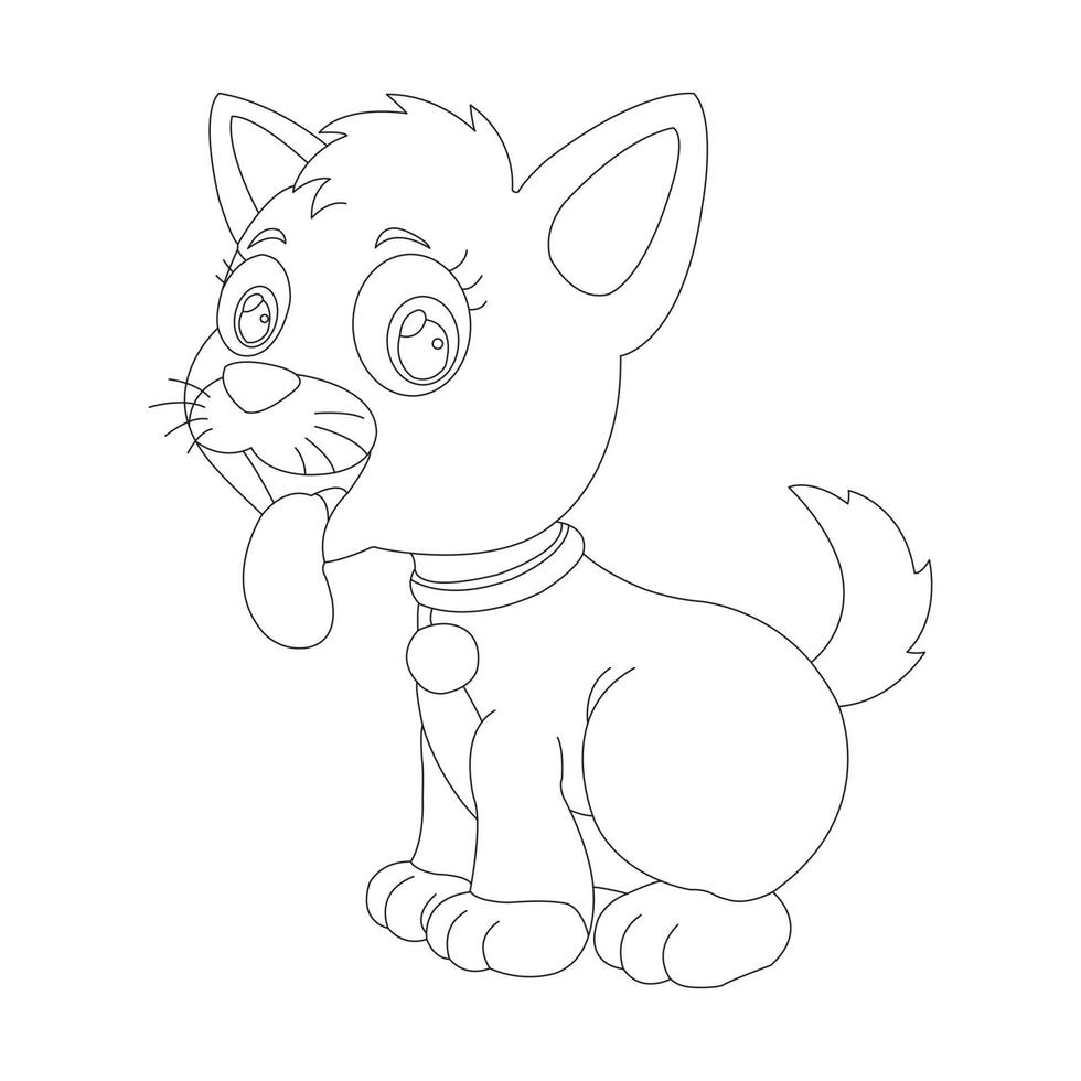 Cute Puppy Dog Outline Coloring Page for Kids Animal Coloring Page vector