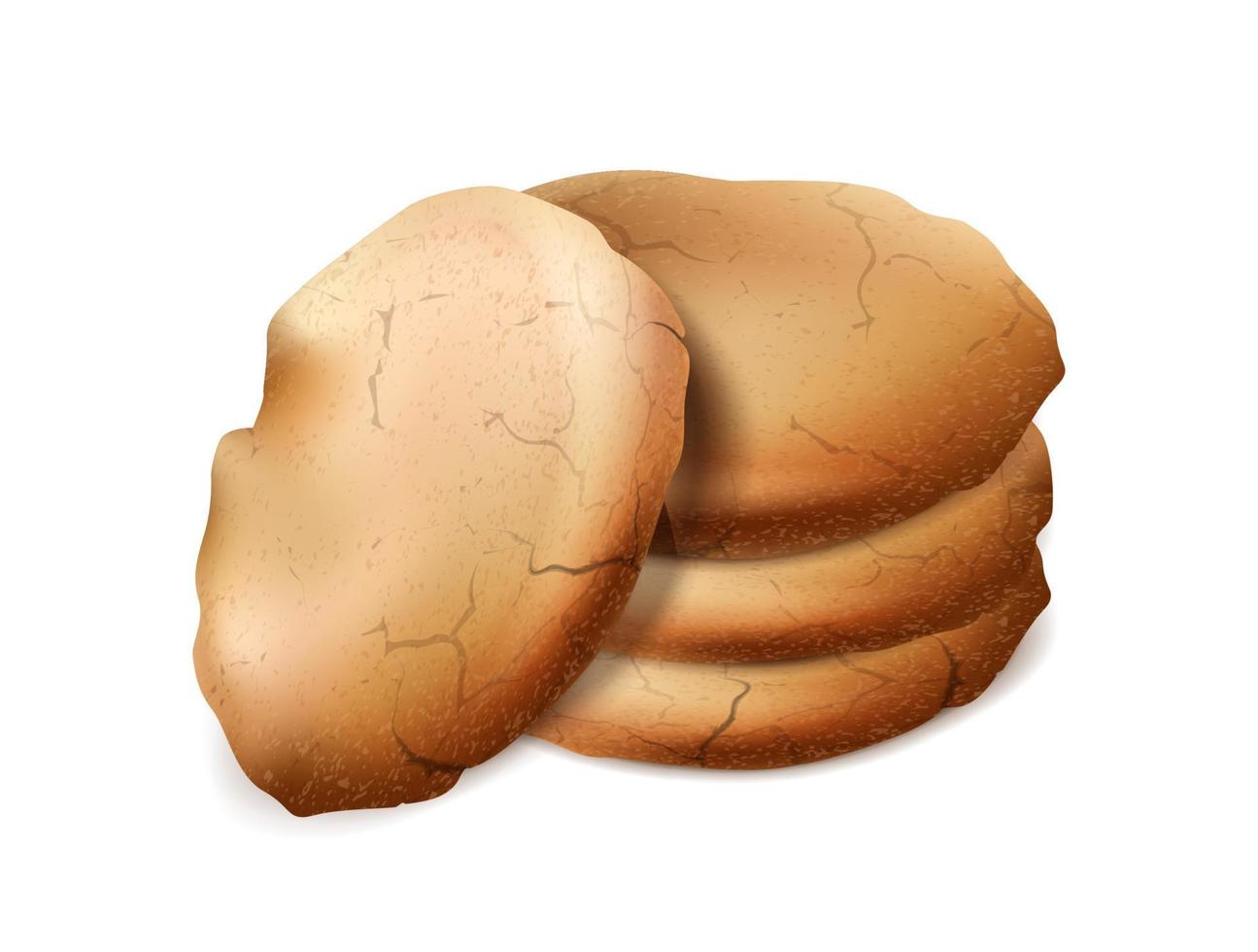 Vector realistic icon. Butter cookies set in stack. Isolated on white background.