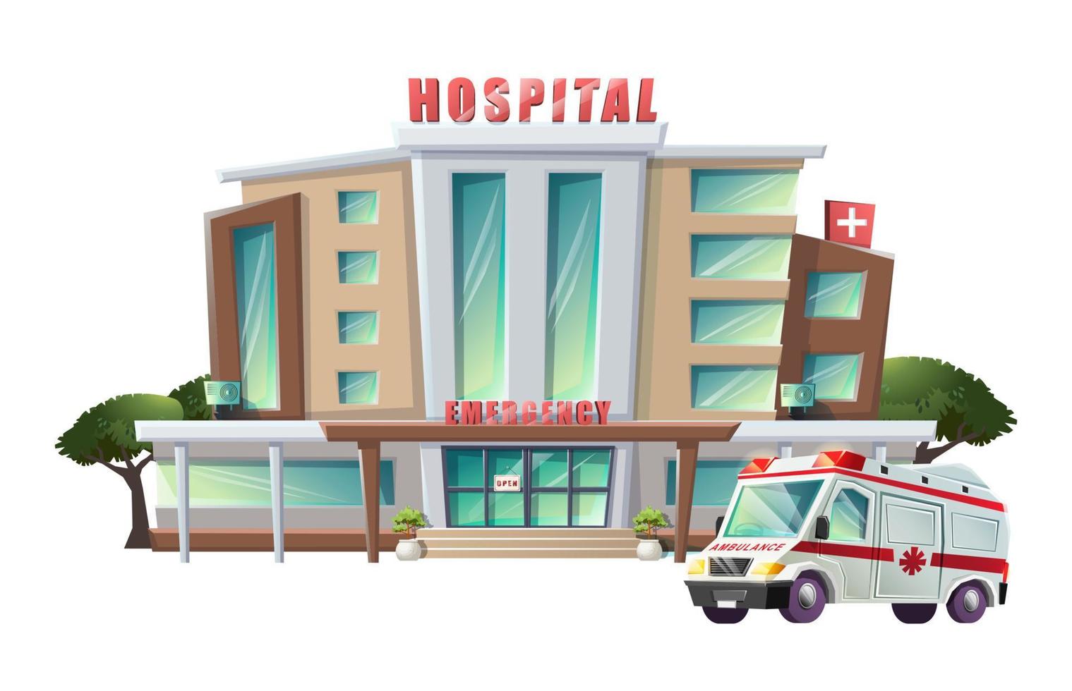 ilustración plana de estilo de dibujos animados vectoriales del edificio del hospital y ambulancia de emergencia. aislado sobre fondo blanco. 6187683 Vector en Vecteezy ilustración plana de estilo de dibujos animados vectoriales del edificio del hospital y ambulancia de emergencia. aislado sobre fondo blanco. 6187683 Vector en Vecteezy