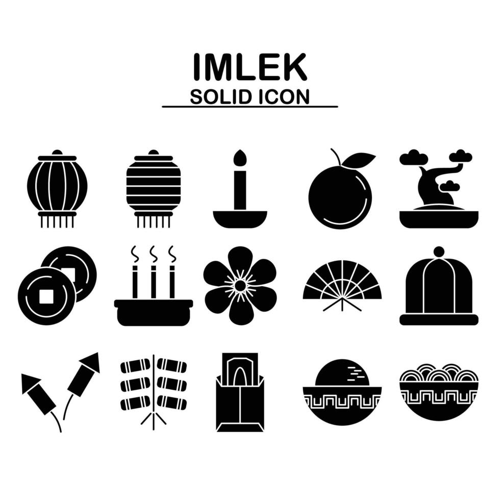 this is chinese icon set with solid style vector
