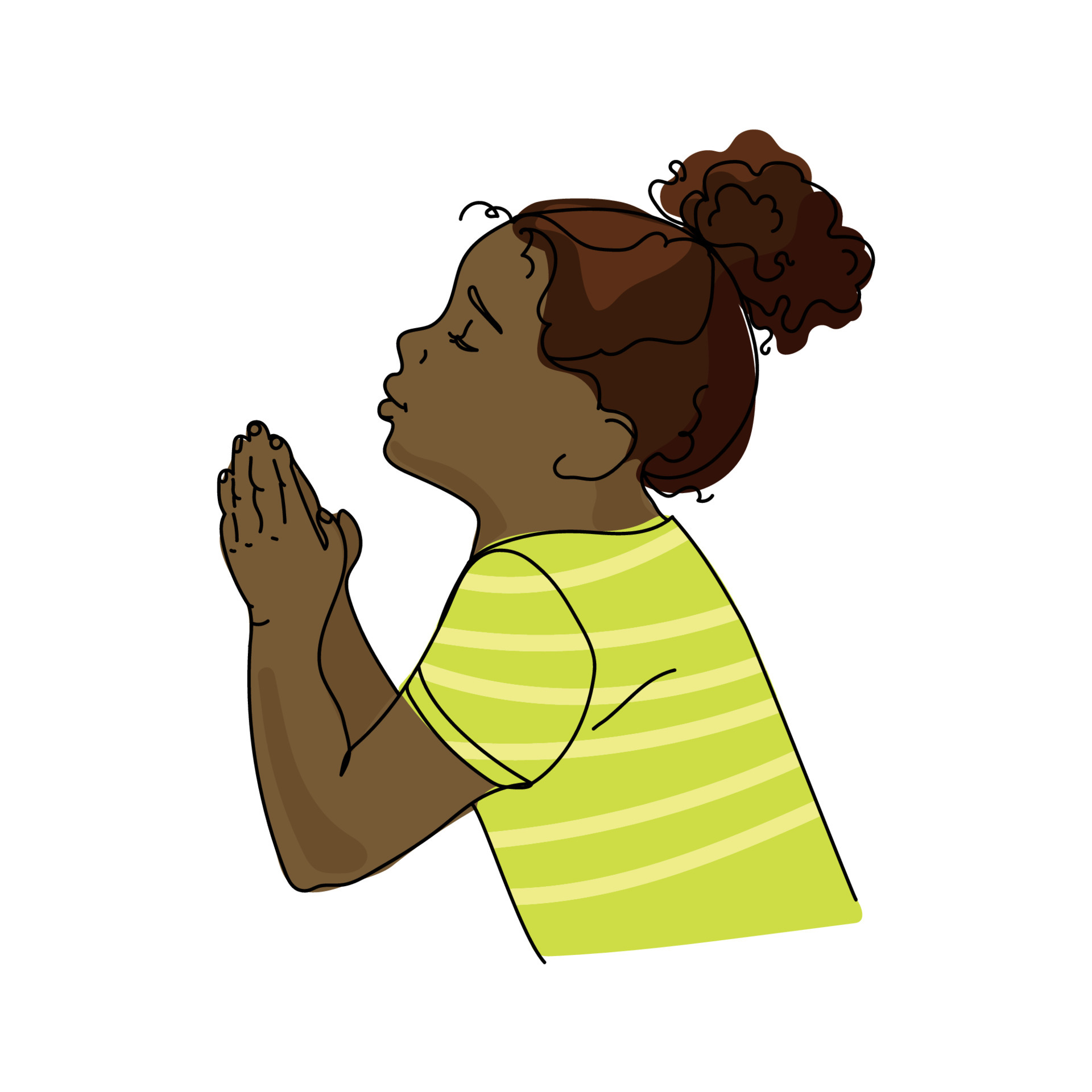Praying African child girl. Little girl with folded hands in prayer cartoon  style vector illustration isolated on white ,  christianity, faith concept. 6187749 Vector Art at Vecteezy