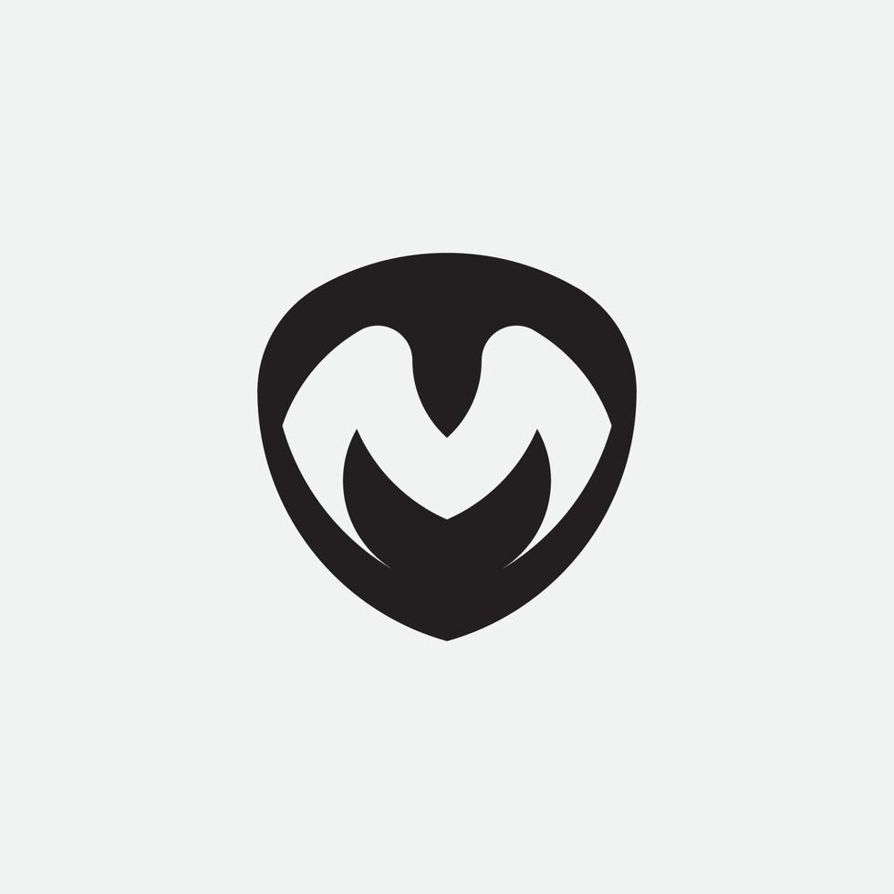 Initial letter MT, TM or M in shield monogram logo. vector