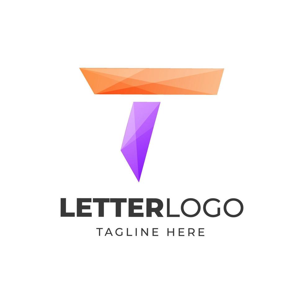 vector de diseño de logotipo colorido moderno letra t