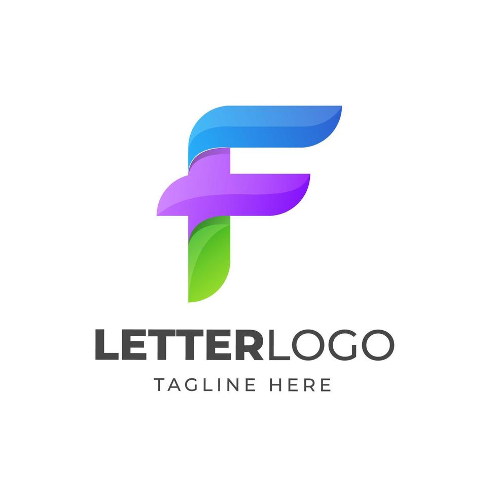 vector de diseño de logotipo colorido moderno letra f