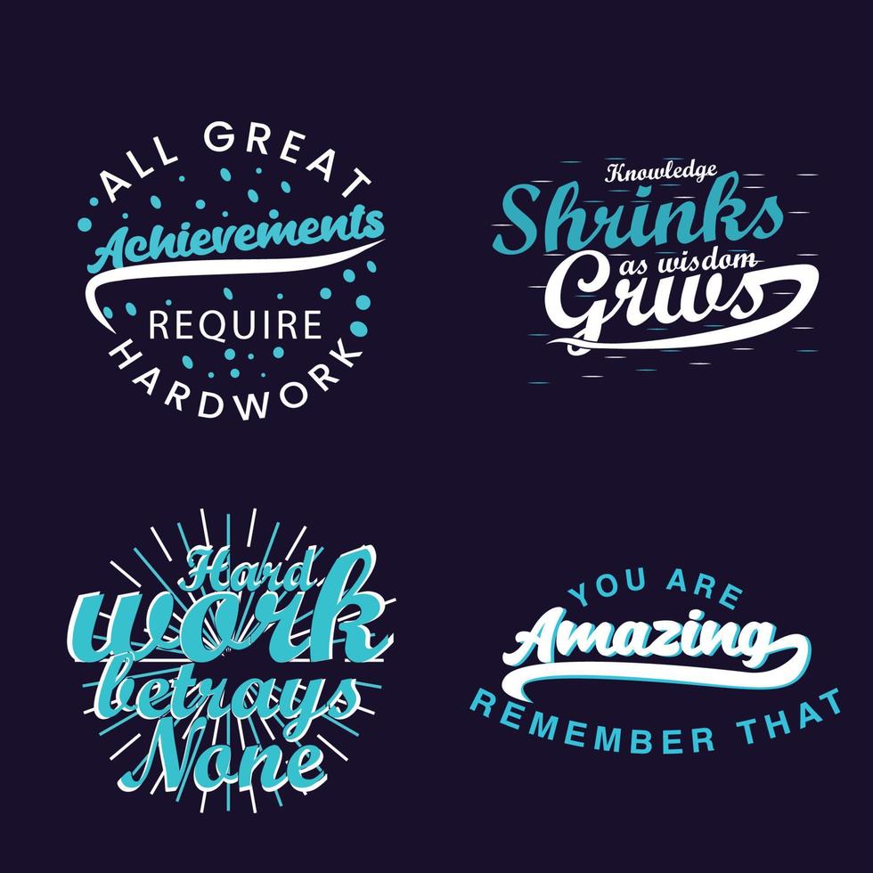 4 Typography poster and badges which can be used for labels, frame designs, t-shirts templates, book covers, quotes designs, banners, watermark typography poster, flyers etc. vector