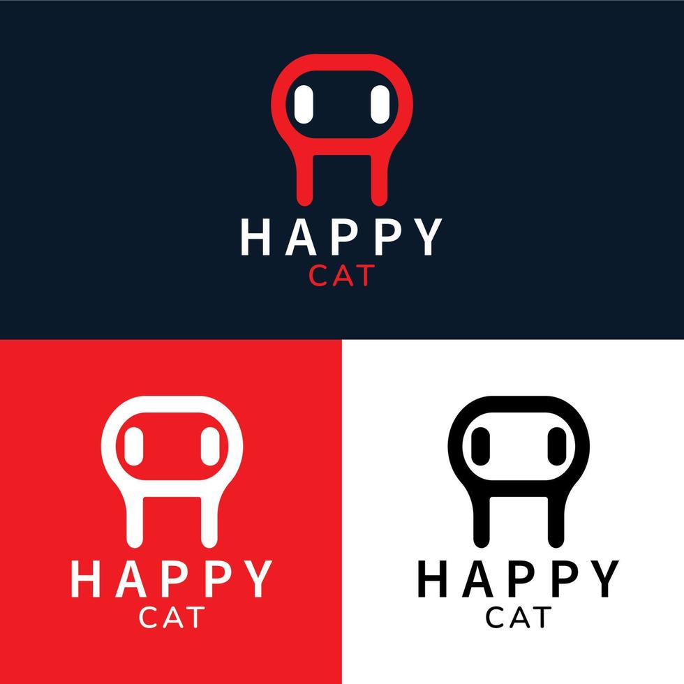Cat logo - Happy cat minimalist logo template vector