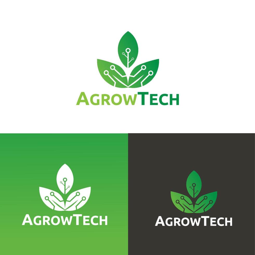 logotipo de tecnología natural - plantilla de logotipo de tecnología agrícola vector