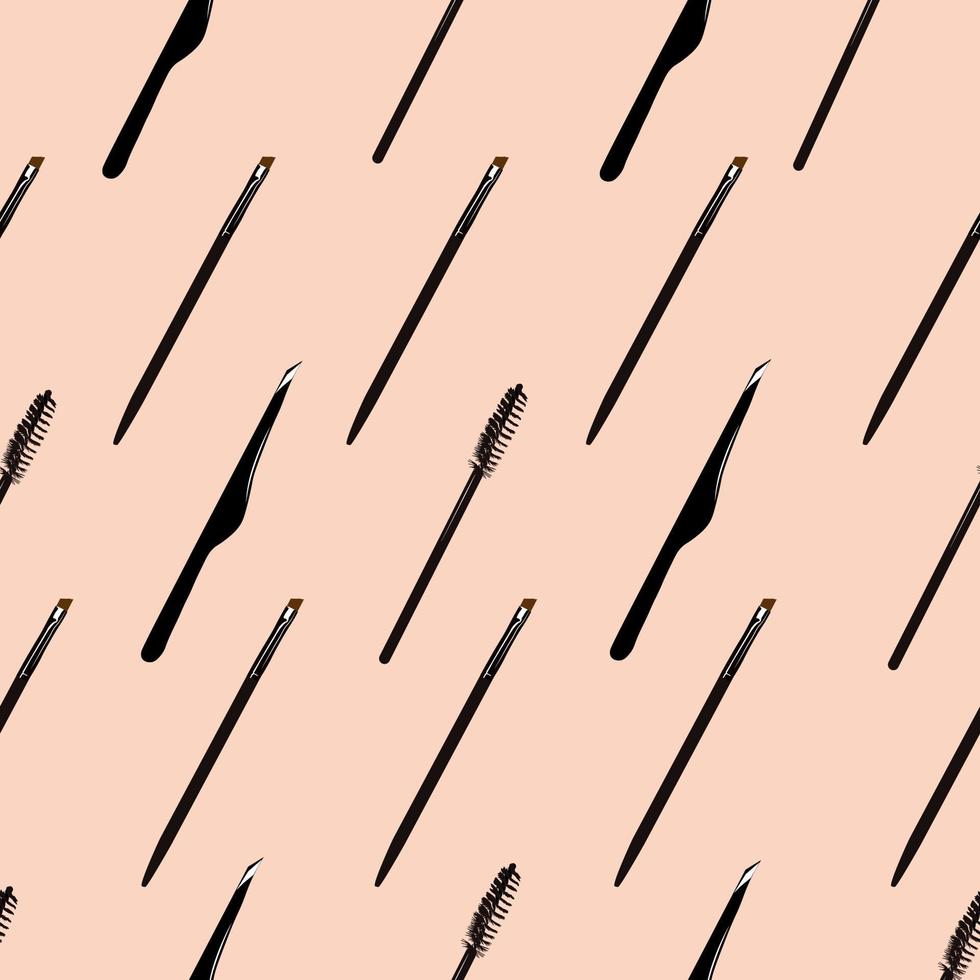 The endless pattern makeup. Packaging for cosmetics, mascara, eyebrow tweezers, makeup brushes. For wrapping paper. Perfect for wallpaper, surface textures. vector