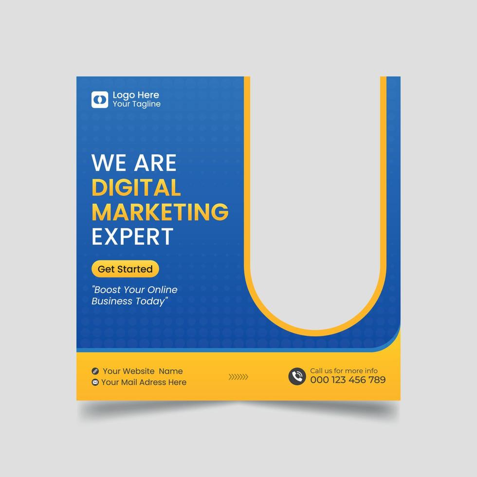 Digital marketing and corporate social media post template vector