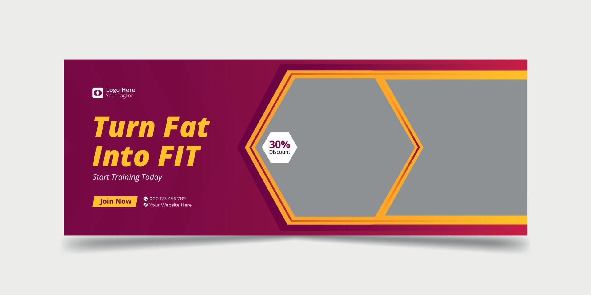 Fitness gym social media cover and web banner template vector
