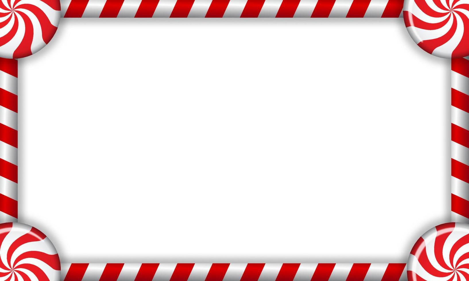 Rectangle candy cane frame with red and white striped lollipop pattern. Vector illustration