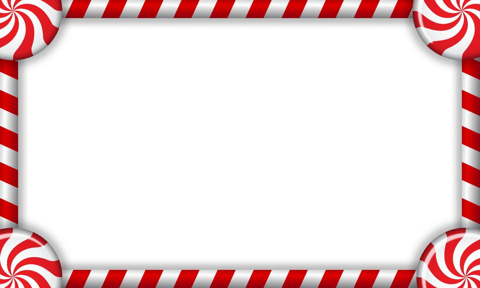 Rectangle candy cane frame with red and white striped lollipop pattern. Vector illustration