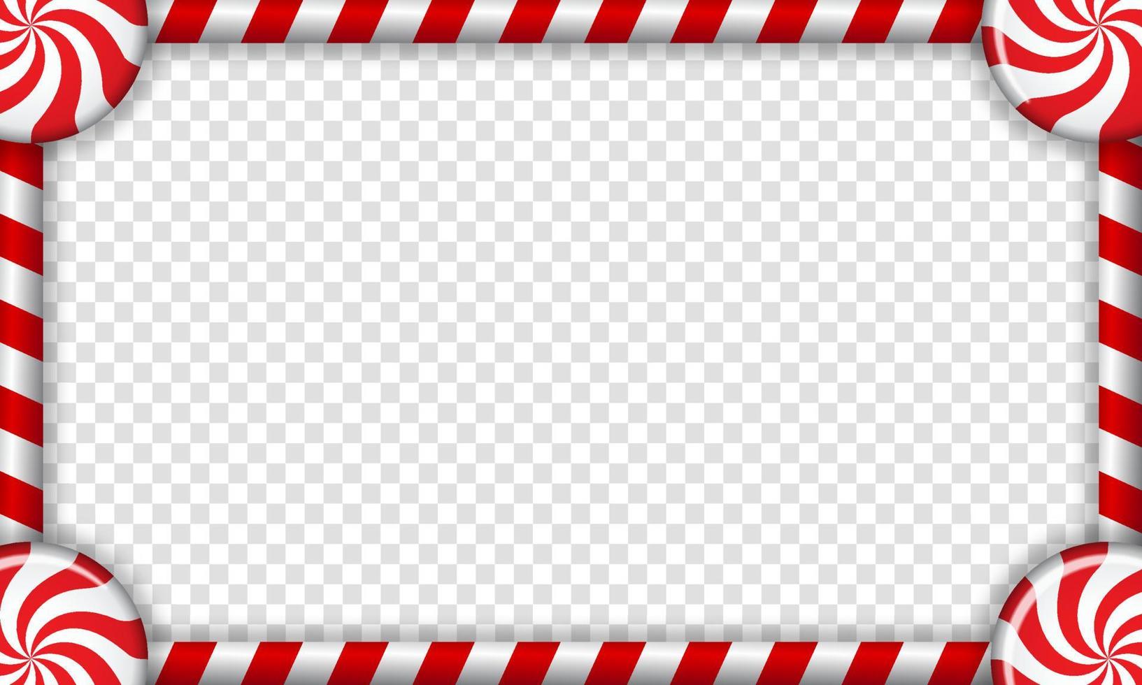 Rectangle candy cane frame with red and white striped lollipop pattern. Vector illustration
