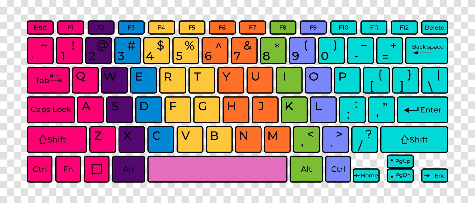 Computer keyboard button layout template with letters for graphic use. Vector illustration