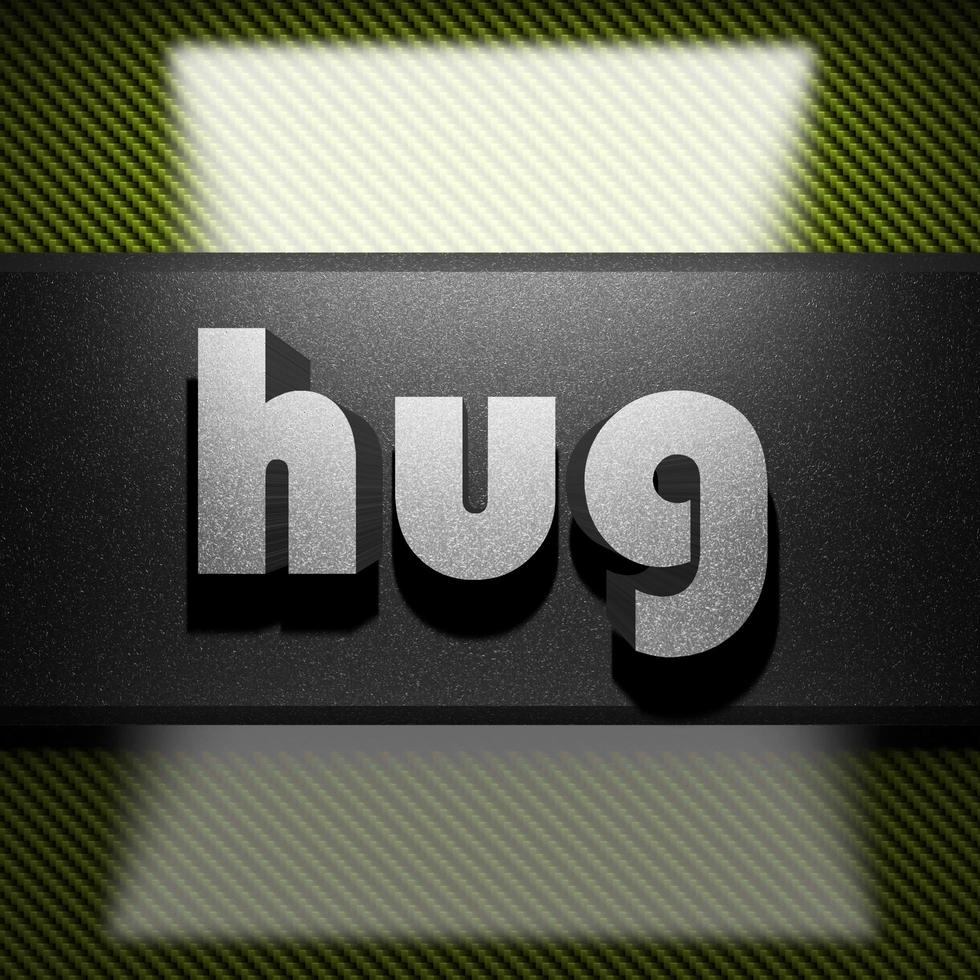 hug word of iron on carbon photo