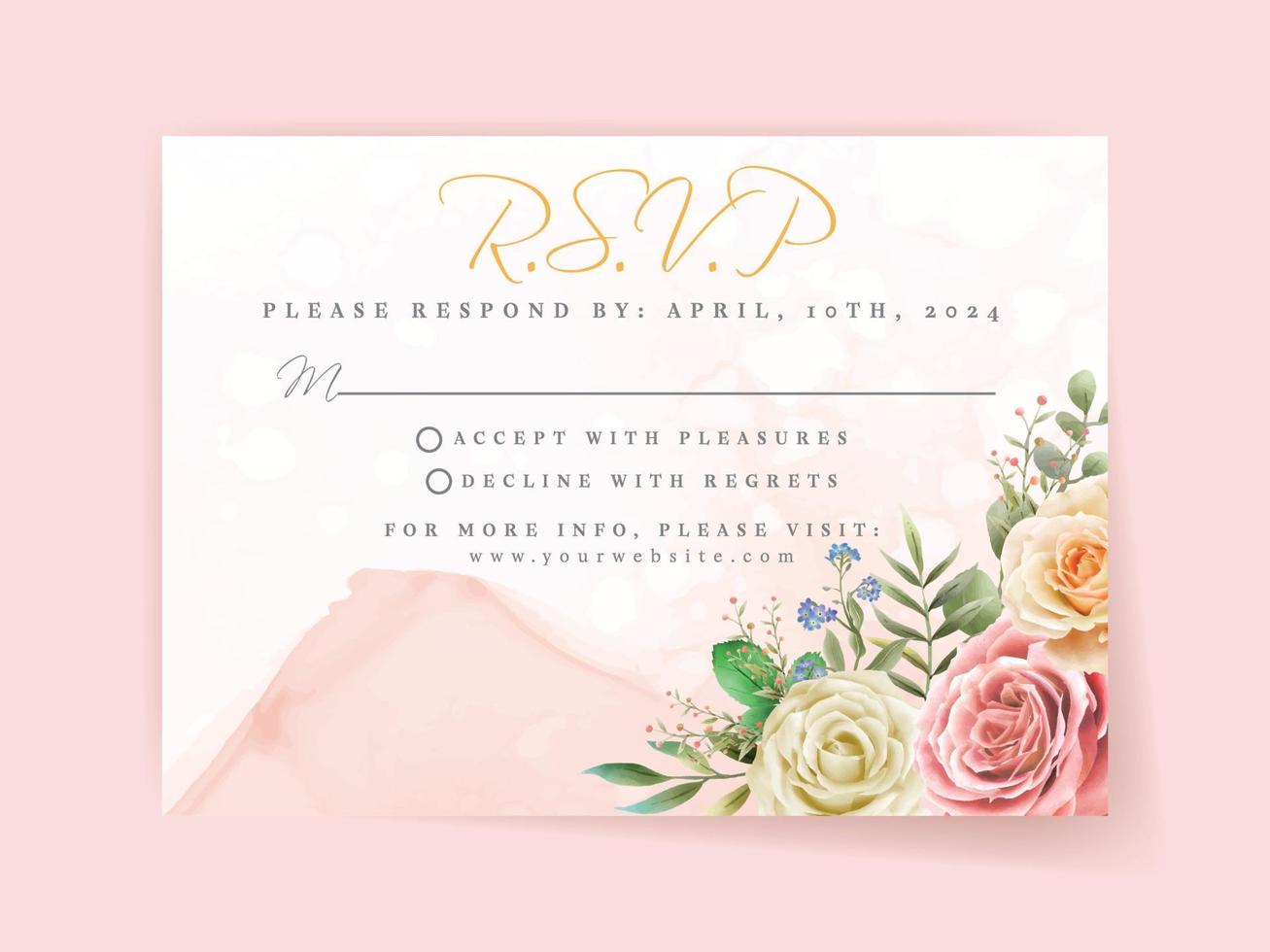 Elegant floral hand drawn wedding invitation card template vector