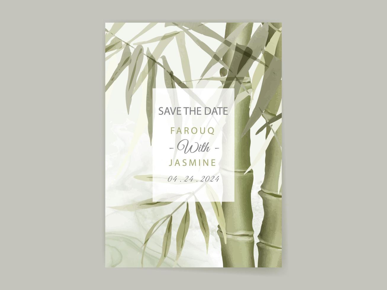 elegante plantilla de invitación de boda de estilo japonés dibujada a mano vector