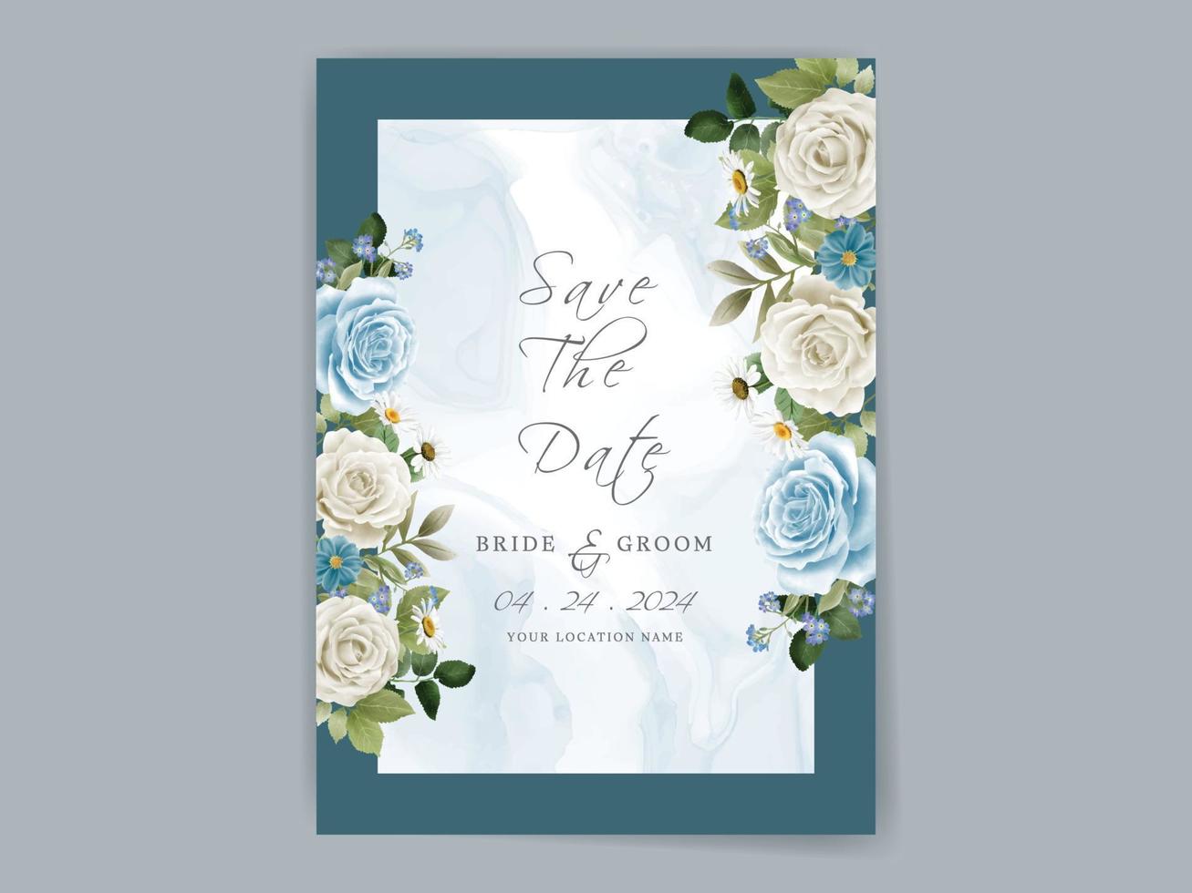 elegante plantilla de tarjeta de invitación de boda dibujada a mano floral vector