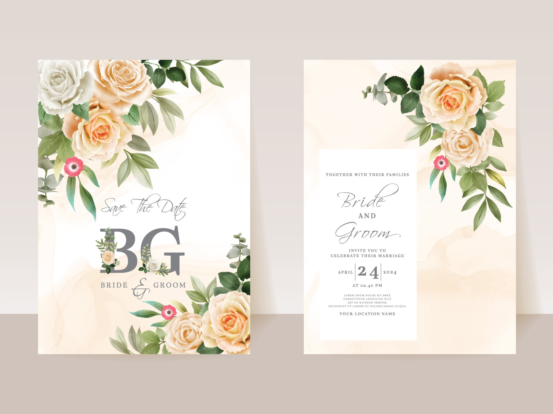 Wedding Invitation Card Template Vector Art, Icons, and Graphics for Free  Download